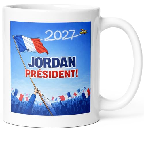 Mug Humour Jordan Président 2027 Bardella Tasse Message drôle Présidentielles Elections France Français Patriote. Idée Cadeau Original Ami Collègue Homme Femme pour Anniversaire Noël.