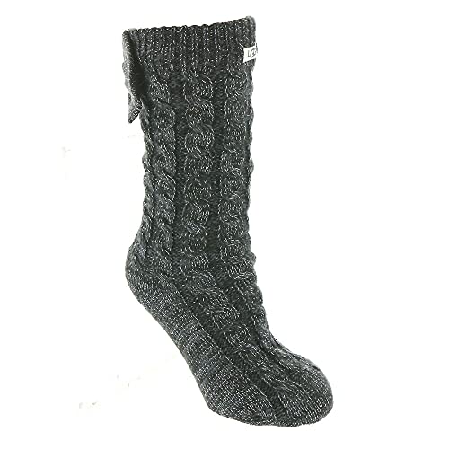 Product Image of the UGG Women's Laila Bow Fleece Lined Sock, CHARCOAL/SILVER, O/S