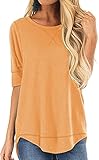 Womens Loose Fit T Shirts Cotton Casual Tops for Women Blouses for Leggings Short Sleeve Tunic Tshirts Crew Neck Ladies Tees (L, Short-Orange)