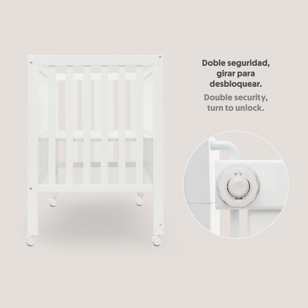 Interbaby Cuna Bebé Colecho Convertible 120x60 Evolutiva Madera (Blanco) | Cuna colecho evolutiva madera, altura regulable, ruedas con freno, convertible en escritorio y sofá