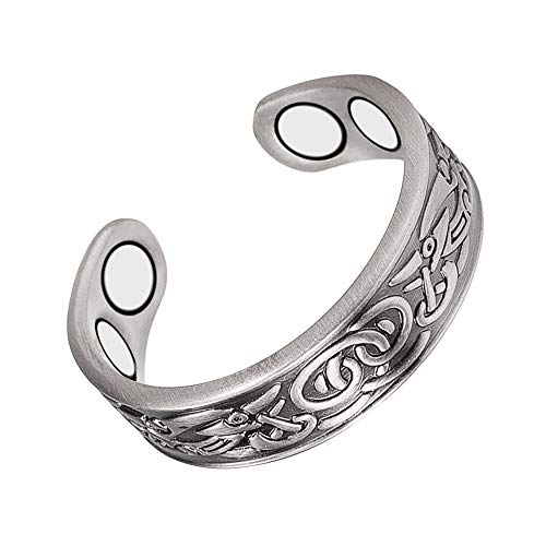 ring magnetic - Wollet Jewelry /Women/Men's Adjustable Healthy Magnetic Copper Ring for Arthritis (silver)