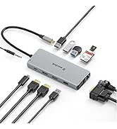 Station d'accueil, WAVLINK USB C Hub Adaptateur USB C triple écran 12 en 1 avec HDMI 2X4K, VGA 2K...