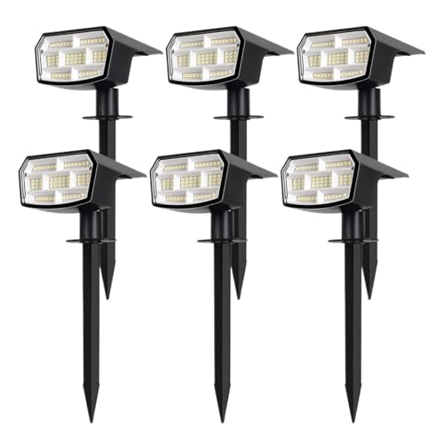 Luces Solares Exterior Focos solares LED for exteriores, impermeables, for patio y paisaje Iluminacion Jardin Decorativas(Cool White,6 Pack)