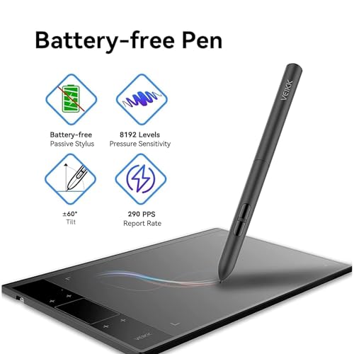 Image of VEIKK A30 V2 Graphic Drawing Tablet, 10 * 6 Inch /25.4 x15.2 cm Pen Tablet with 8192 Levels Passive Pen, Compatible with Windows, Mac,Linux and Android