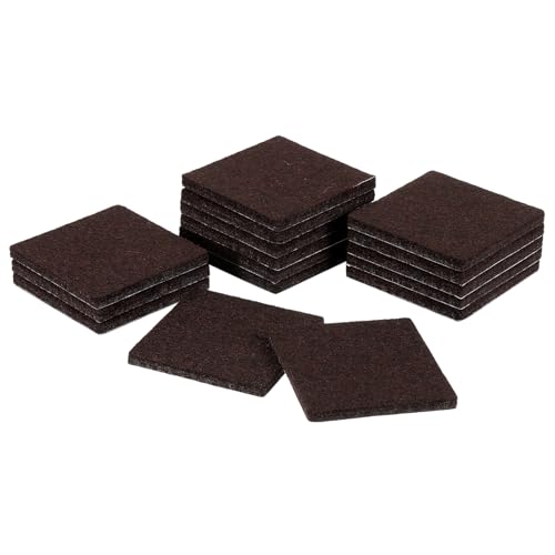 uxcell Furniture Pads,16Pcs 2.4"- Square Self Adhesive Felt Furniture Pads, Floor Protectors for Furniture Feet Chairs Legs Hardwood Floors (Brown)