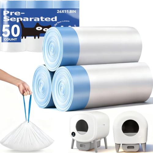 50 Count Cat Litter Box Bags for Automatic Cat Litter Box with Drawstring