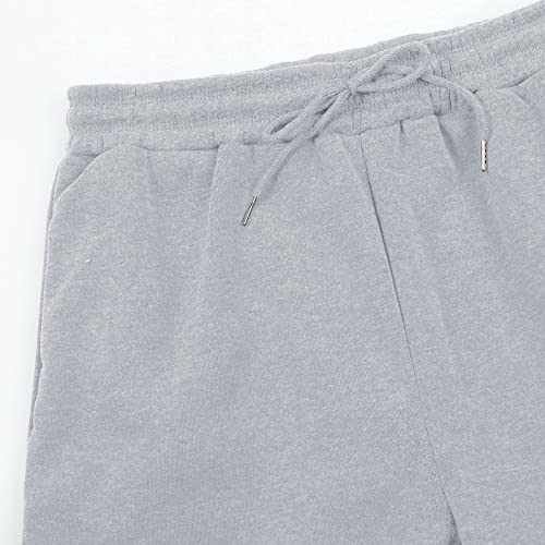 Calça de moletom feminina para treino de cintura alta para ioga com bolsos, Cinza, M