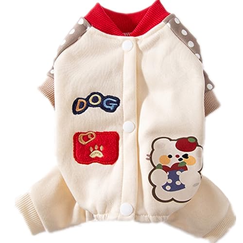 ISUPY 犬 パジャマ ロンパース つなぎ ペット服 小中型犬 カバーオール 裏ボア ドッグウエア Tシャツ 背中開き 柔らかい 可愛い 防寒 暖かい ルームウェア 部屋着 抜け毛防止 お散歩 (2XL,ブラウン)