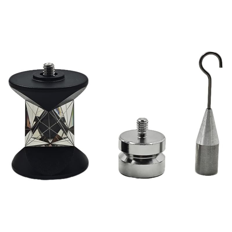 Image of 360 Degree Monitoring Mini Prism Total Station Reflective Prism GRZ101 Replacement with Hook Compatible with Leica Swiss Type Surveying Reflector (Silver Coated)