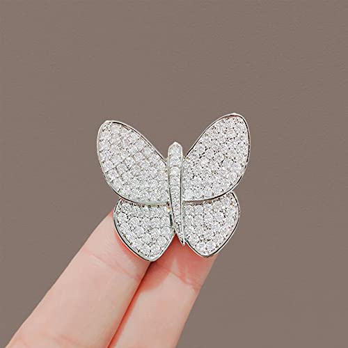 Image of GBAHFY Butterfly Pearl Brooch Gold Elegant Bridal Vintage Style Pins Wedding Banquet Anniversary Brooch for Women (K-Silver)