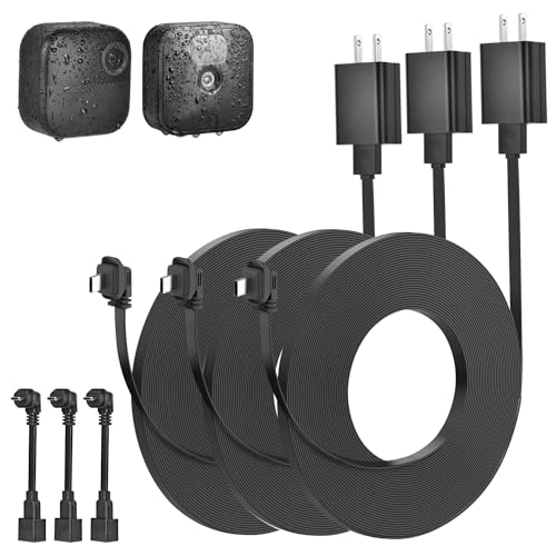 3pack 30ft Weatherproof Power Cable and Adapter for Blink Outdoor 4 (4th Gen) Blink Outdoor/Indoor (3rd Gen)& XT/XT2 Flat Power Cord with Micro USB Adapter No More Battery Change 24 Hours Charging