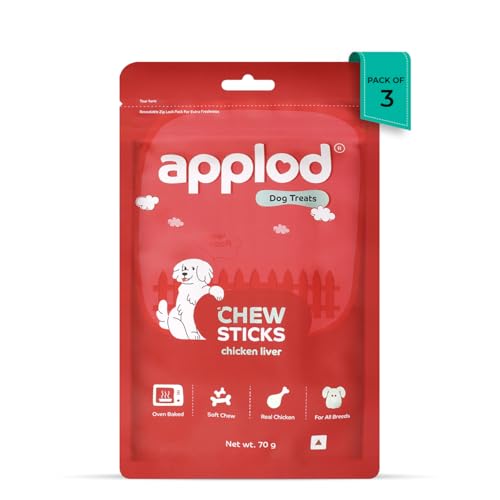 Image of Soft Chicken Liver Chew Sticks for Puppies, Adult & Senior Dogs | High-Protein Soft & Chewy Training Treats | Healthy Easy-to-Chew Dog Snacks | Pack of 3 | 70g x 3
