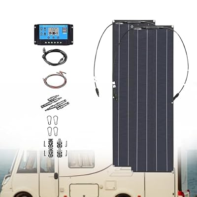 200W Semi-Flexible Solar Panel, 21V Bendable Thin Film Monocrystalline for Off-Grid Solar Kits and PV Charging