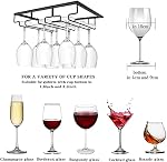 Metal Wine Glass Holder - Under Cabinet Stemware Rack for Bar and Kitchen, Stainless Steel Storage Shelf for Wine Cups and Glasses (Black, 3 Rows 1 Pack)