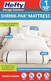 Hefty Shrink-Pak Mattress Bags for Moving – Full/Queen Size | Heavy Duty & Water Resistant Vacuum Compression Mattress Bag, Storage Protection Mattress Cover for Moving
