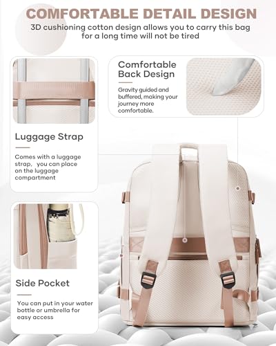 Image of coowoz Travel Backpack Carry On for Women Man Gym Backpacks with Laptop Compartment Mochila de Viaje Teacher Personal Item Backpack Airplane Accessories Must Haves Beige Brown 20L