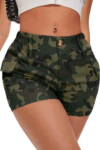 ELLEVEN Cargo Shorts Women Micro Mini Low Rise Shorts...