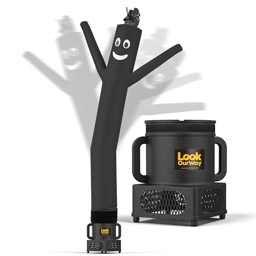 Image of LookOurWay Air Dancers Wacky Waving Inflatable Tube Guy - 7ft Tall Inflatable Advertising Waving Dancing Man with Sky Dancer Blower - Black