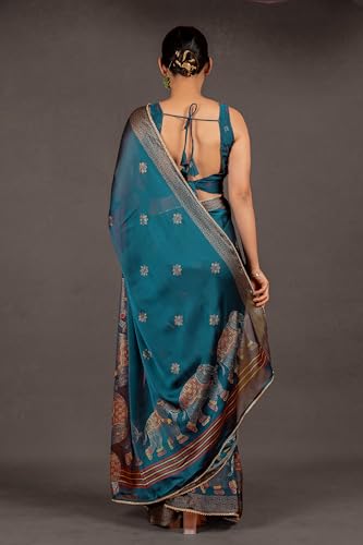 Image of MIRCHI FASHION Saree for Woman Chiffon Foil Work Floral Printed | Ethnic Sari for Function and Farewell with Unstitched Blouse Piece (Available in 15 Colors)