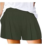 fartey Womens Summer Running Athletic Shorts Casual Elastic Waist Solid Color Sweat Shorts Loose ...