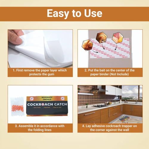 Image of CRIYALE Cockroach Trap | Strong Insect Roach, Safe and Easy to Use | Irresistible to Cockroaches Control for Indoor & Outdoor | Non-Toxic & Eco-Friendly Trap Sheets | Perfect Home & Kitchen (10 Traps)