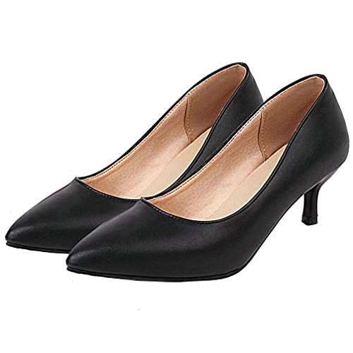 KOKOMOMO Womens Low Kitten Heel Pointed Toe Slip On Pumps Dress Shoes