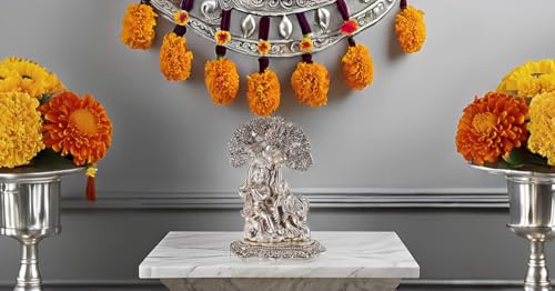 Image of Lavanaya Silver Brands : Silver Plated Radha Krishna God Idol Statue | Showpiece with Premium Gift Box - Perfect for Marriage Anniversary, Wedding, Housewarming, Birthday and Wedding Return Gifts