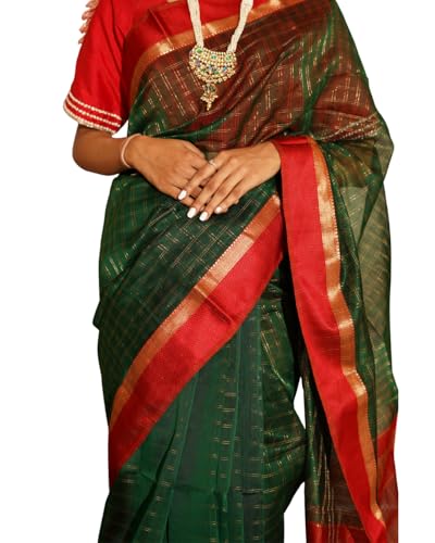 DRIDH TEXTILES green maheshwari silk saree – image 4