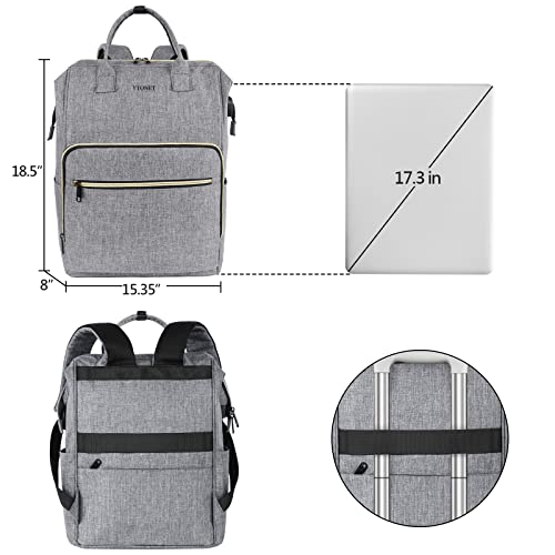 17-inch-Laptop-Backpack-for-Women-Extra-Large-Travel-Backpack-With-USB-Charging-Port-Anti-Theft-Procket-Water-Resistant-Airline-Approved-Carry-on-Bag-College-Backpack-Purse-School-Bookbag-Grey