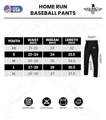 Exxact Sports Calça de beisebol masculina Home Run – Comprimento total, ajuste semirelaxado, calça d