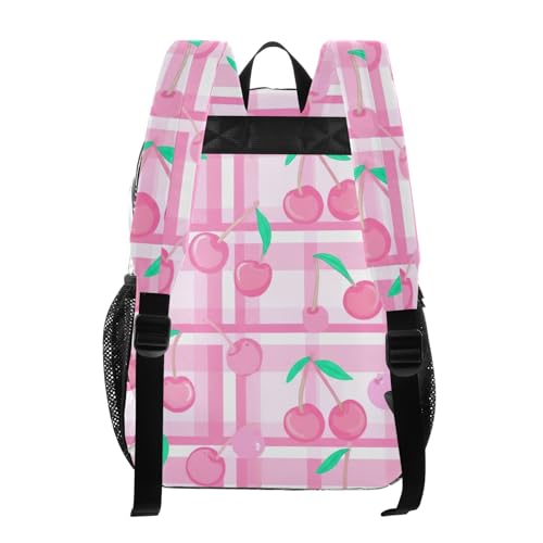 Clear Bag for Women Travel Pink Cherries Green Leaves Girls Backpack Kids Boys Plastic See through Bookbag3