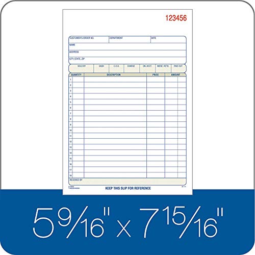 adams sales order book 3-part carbonless whitecanarypink 5-91634 x 8-71634 bound wraparound cover 50 sets per book 5 books 250 sets total tc5805