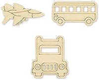 Vista 4 de Vehículos de transporte - Formas de madera sin terminar cortadas con láser para manualidades, madera natural, 15 piezas