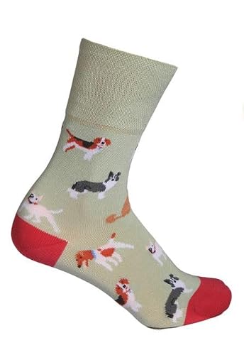 Bartleby Ladies Premium Non-Elastic Comfort Top Bamboo Socks Dogs Size 4-8