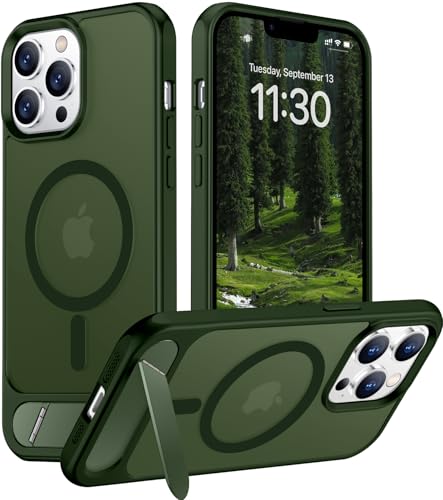 Image of Magnetic Compatible with iPhone 13 Pro Case, [Built-in Invisible Kickstand][Compatible with MagSafe][Military Grade Shockproof] Slim Translucent Matte Phone Case for iPhone 13 Pro 6.1 inch