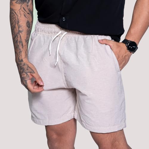 Kit 2 Bermuda Short Linho Masculina Mauricinho Curto Bolso Faca Diversas Cores (BR, Alfa, M, Regular