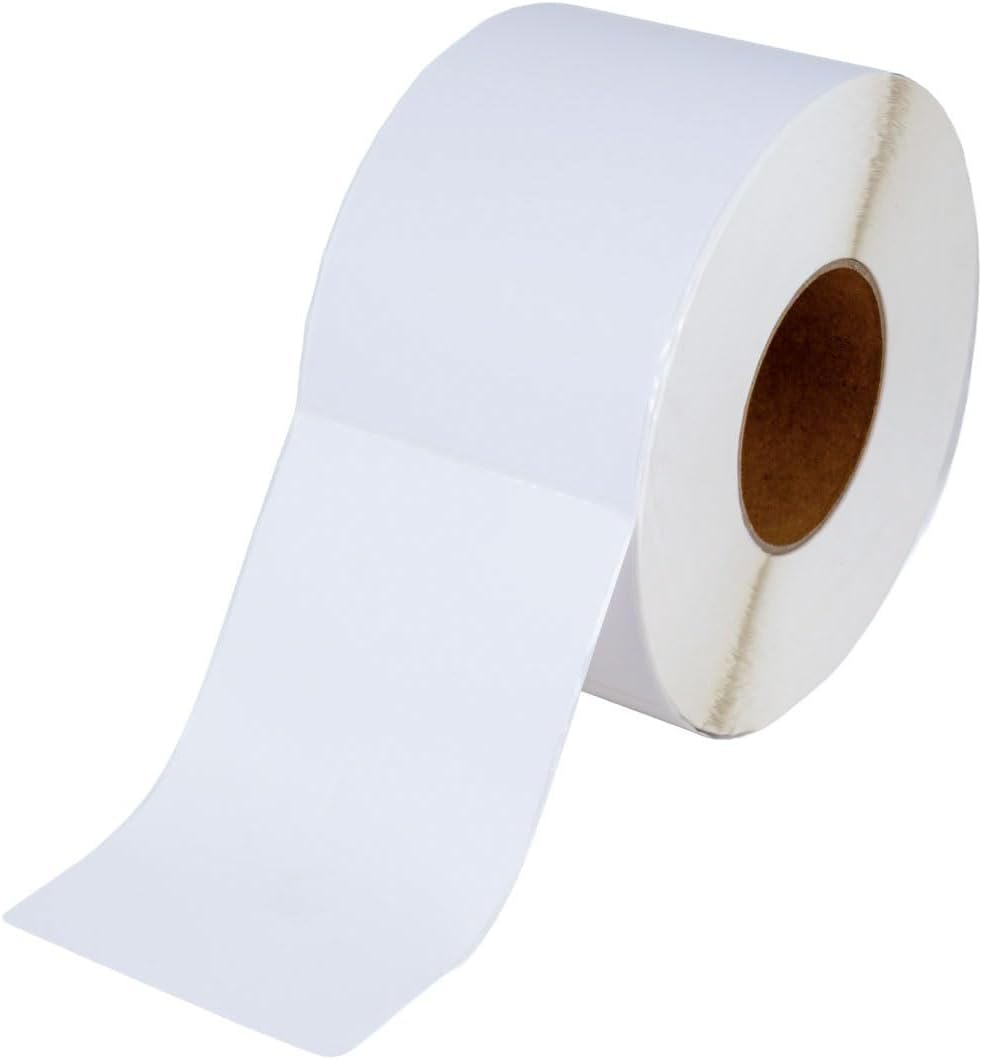 PSBM 4 Rolls 4 x 6 Inch Yellow Thermal Transfer Label Stickers, 3 Inch Core, 1000 Labels/Roll, Self-Adhesive Shipping/Address Barcode Label, Compatible with Zebra, Sato & Datamax