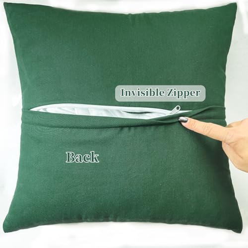 Image of FONNUY Christmas Embroidery Kit for Beginners, Throw Pillow Case Cross Stitch Set Winter Snow House Holly Tree Pattern for Adults, Hand Works Crafts Throw Pillow Cover, 18 x 18'' (Green)