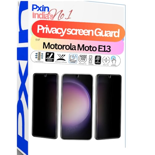 Image of Pxin Mobile Privacy Guard for Motorola Moto E13 | Mobile Privacy screen protector | Anti Glare | Anti Spy Screen Protector | Reduces blue light | Self-healing guard from scratches