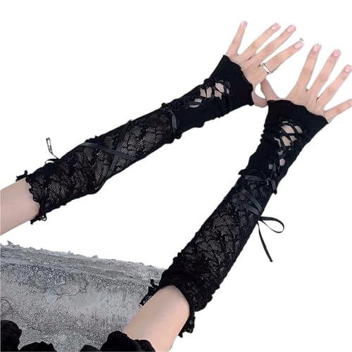 Guantes sin dedos de encaje elástico para cubrir imperfecciones o proteger los brazos