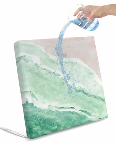 Edwiinsa Green Indoor/Outdoor Seat Cushions Cover,Waterproof Patio Chaise Lounge Cushion Cover for Beach Pool Side Chair Cushions 22x20x4 Pieces Ocean Beach Gradual Seawave Abstract Modern