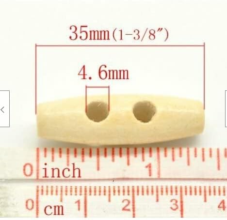 50PCs Wood Sewing Horn Toggle Buttons 2 Holes Cloth Accessories 35mm(1 3/8") x 1 charm original