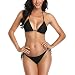 SHERRYLO 2Pcs Cheecky Women's String Thong Bikini Set Triangle Bikini Top Swimwear,Free Size,Black