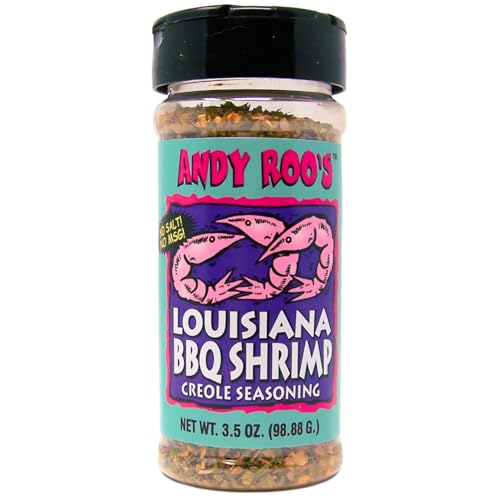 Andy Roo's No Salt No MSG Louisiana BBQ Shrimp Creole Seasoning, 3.5 Ounce Shaker