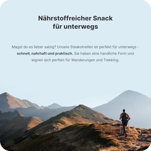 Vilgain Getrocknete Steakstreifen BIO – 25 g, 98,5% hochwertiges Rindfleisch, proteinreich, salziger Snack, ohne Zusatzstoffe, aus zertifizierten Bio-Betrieben, ideal für unterwegs