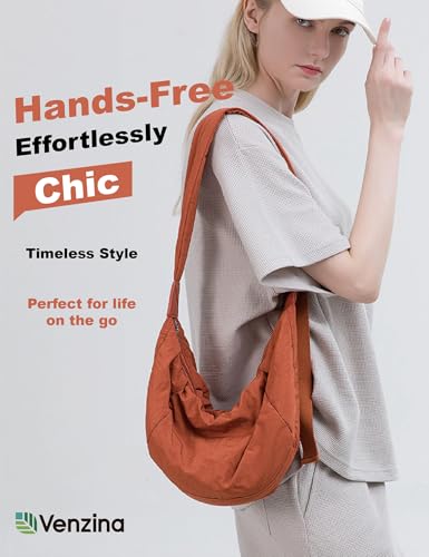 Image of Venzina Womens Crossbody Bag Hobo Bag, Cloud-Like Lightweight Everyday & Travel Shoulder Bag, Large Capacity Nylon Purse with Adjustable Quilted Strap, Casual Work Handbag for Women