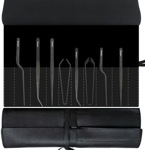 | Plating Tools Culinary Set | 9 Piece Professional Chef Plating Tongs Kit | Kitchen Plating Utensils | Modernist Cuisine Food Art | Stainless Steel | Black