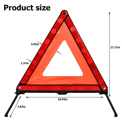 image for AUKEPO Warning Triangles, Foldable Car Road Warning Reflective Triangl