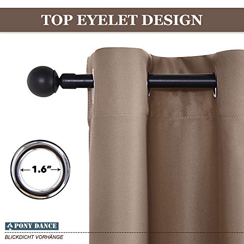 PONY DANCE Kitchen Window Curtains - Short Curtains for Small Window Thermal Tie Shade for Decoration Adjustable Valance Balloon Blind for Bedroom, 42" x 45", Mocha, 1 PC - Thumbnail 4