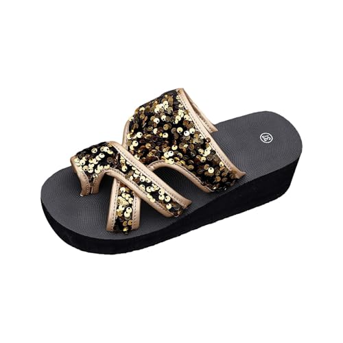 �� �����Ȃ��T���_�� ���f�B�[�X �X���b�p �����ƂȂ� Women'S Beach Slope Heel Slippers Hollow Casual Bottom Shoes Sandals �� �N���X(Gold,41) �E�F�b�W �\�[�� �E�G�b�W�\�[